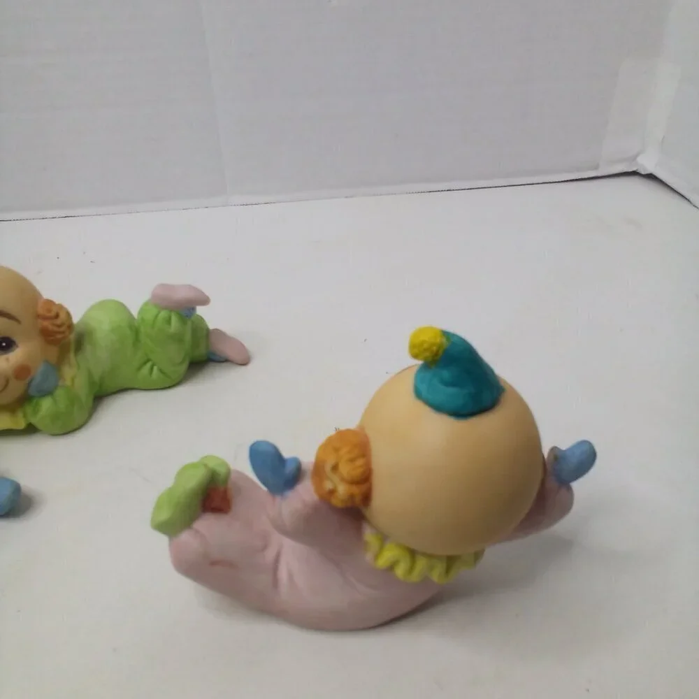 Vintage Ceramic Baby Clowns Lot of 3 Figurine Painted Shelf Sitter